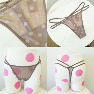 Victoria's Secret PINK Low Rise Polka Dot Strappy String Thong G-string V-String